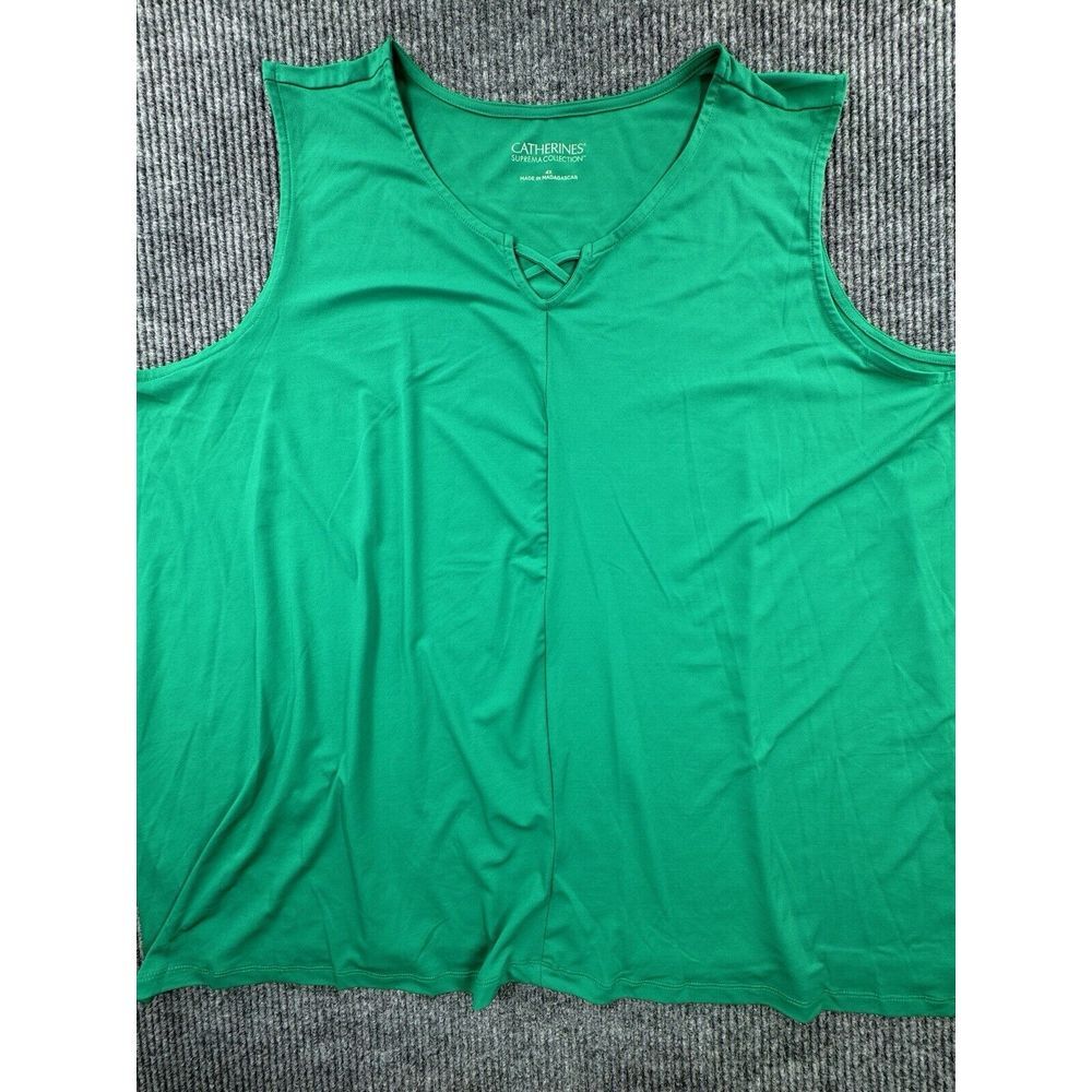 Catherines‎ 4X Tank Top Shirt Green Travel Stretch V-Neck Sleeveless Tunic